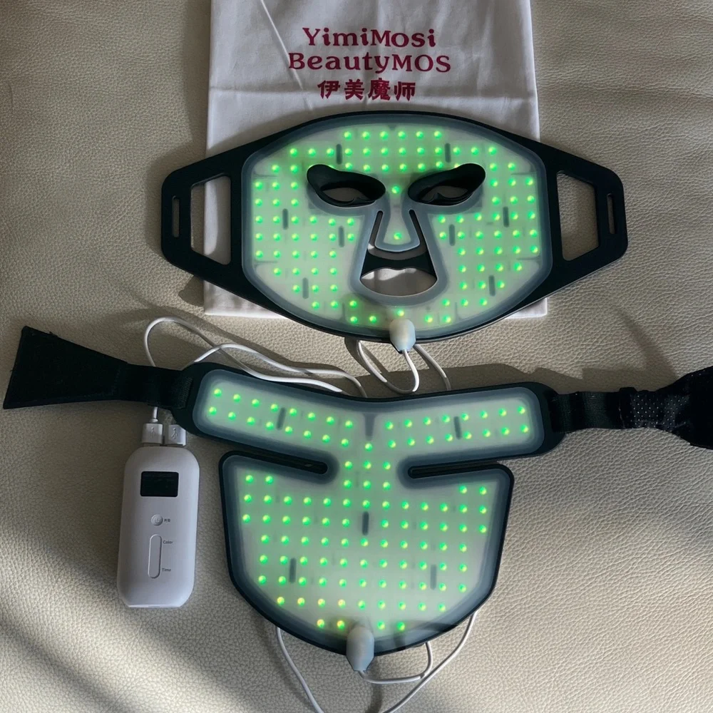 Black LED Facial & Jawline Therapy Mask with Controller